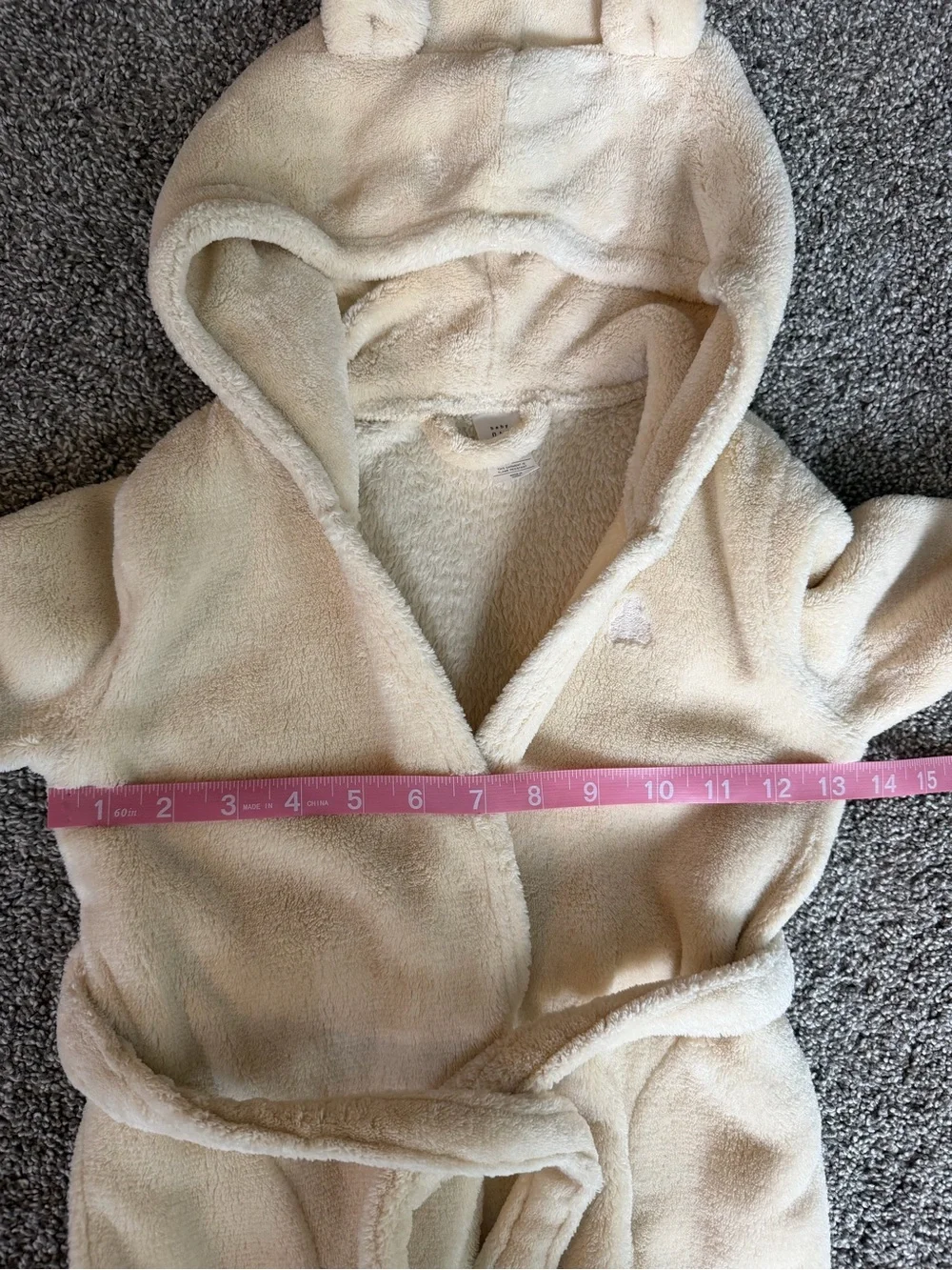 Baby Gap Toddler 3T Cream Plush Bear Hooded Fleece Bath Robe Cozy